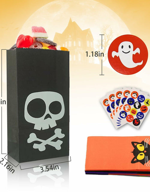 Load image into Gallery viewer, Mucinia Halloween Candy Bags &amp; Stickers Paper Goodie Bags 60PCS Party Favors
