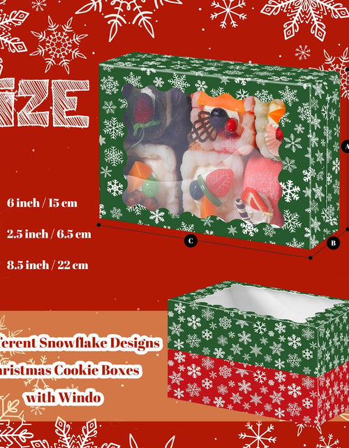 Load image into Gallery viewer, Gersoniel 24 Pcs Christmas Cookie Boxes 8.6x6x2.5in Red Green Snowflake
