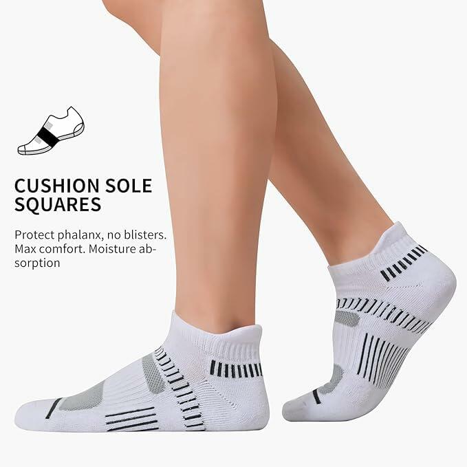 NTCARE Mens Athletic Ankle Socks Cushioned Arch Support Grey 6 Pairs - One Size