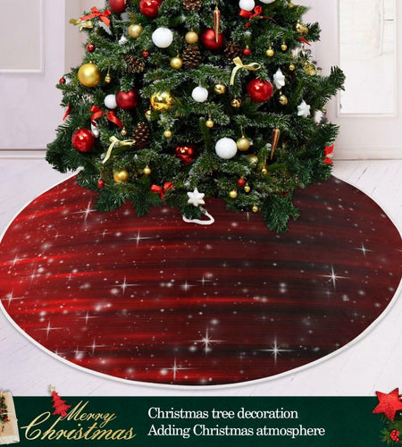 Christmas Tree Skirt 36" Red Snowflakes Burlap Xmas Holiday Indoor