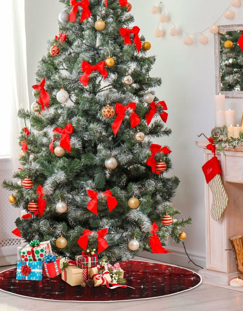 Load image into Gallery viewer, Christmas Tree Skirt 36" Red Snowflakes Burlap Xmas Holiday Indoor
