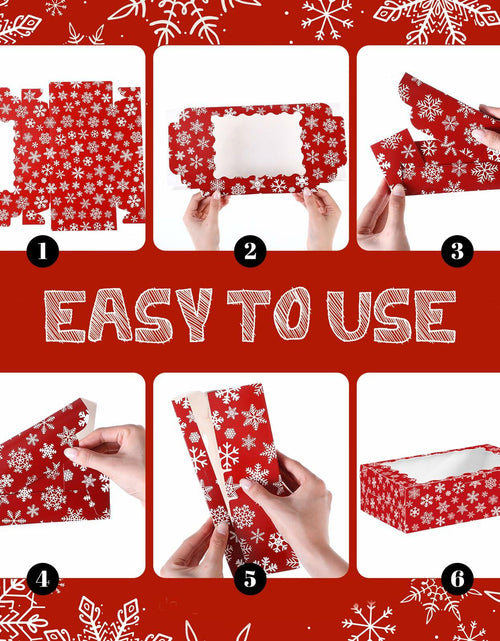 Load image into Gallery viewer, Gersoniel 24 Pcs Christmas Cookie Boxes 8.6x6x2.5in Red Green Snowflake
