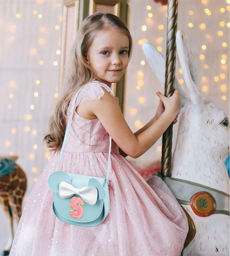 OYLOLA Toddler Girls Purse Initial Birthday Gift Blue X Ages 3-8