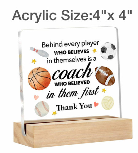 Thank You Coach Gifts Clear Acrylic Desk Sign with Stand Office Decor