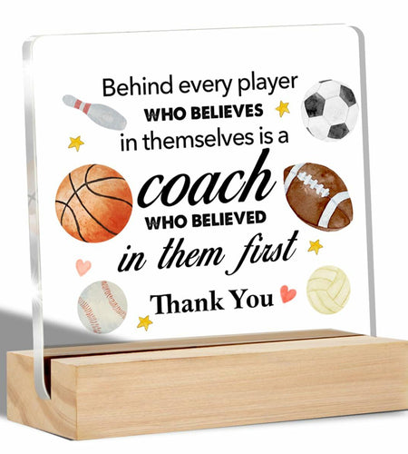 Thank You Coach Gifts Clear Acrylic Desk Sign with Stand Office Decor