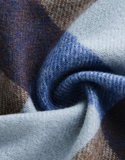 Load image into Gallery viewer, Women's Faux Cashmere Plaid Scarf Blue Ultra-Soft Winter Wrap
