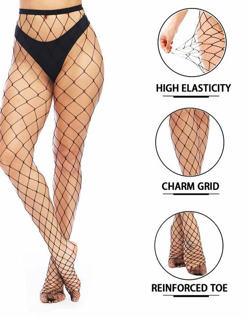 Load image into Gallery viewer, Fafulan Fishnet Stockings High Waist Sexy Tights Pantyhose Black Size 3XL
