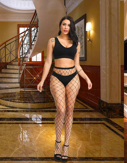 Load image into Gallery viewer, Fafulan Fishnet Stockings High Waist Sexy Tights Pantyhose Black Size 3XL
