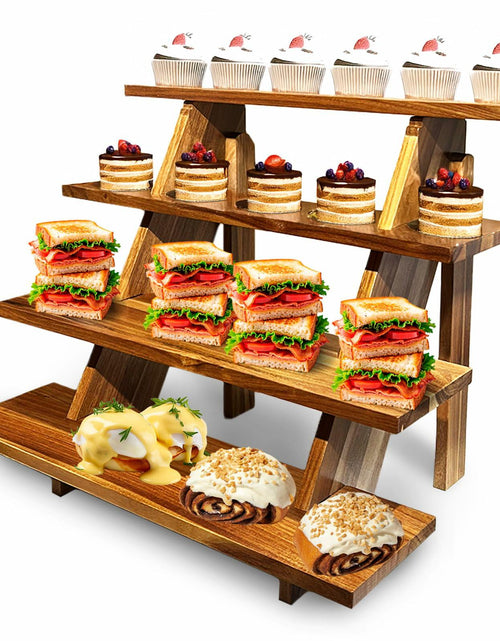 Load image into Gallery viewer, Cloud Maison Acacia Wood 4 Tier Display Stand Rustic Brown Versatile
