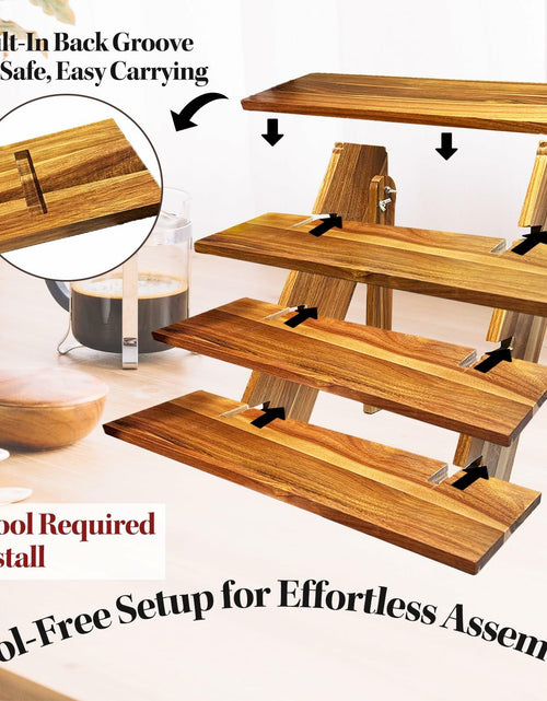 Load image into Gallery viewer, Cloud Maison Acacia Wood 4 Tier Display Stand Rustic Brown Versatile
