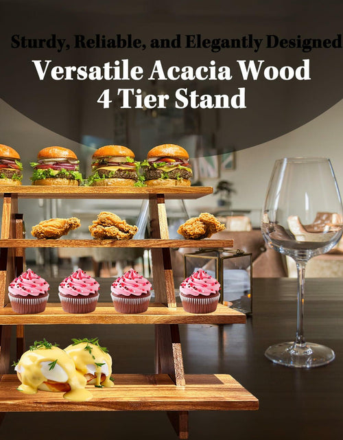 Load image into Gallery viewer, Cloud Maison Acacia Wood 4 Tier Display Stand Rustic Brown Versatile
