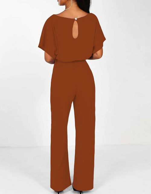 Load image into Gallery viewer, AIIYYQB Womens Summer Casual Wide Leg Jumpsuit with Belt Copper Size XX-Large
