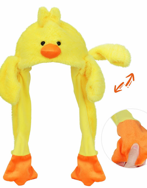 Load image into Gallery viewer, Bubblepompom Duck Plush Hat with Ears Yellow 22" Size 22"
