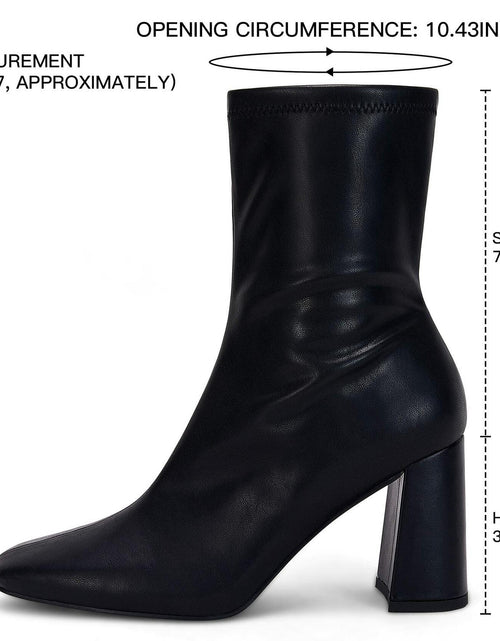 Load image into Gallery viewer, Coutgo Women’s Square Toe Mid Calf Booties Faux Leather Black Size 7.5
