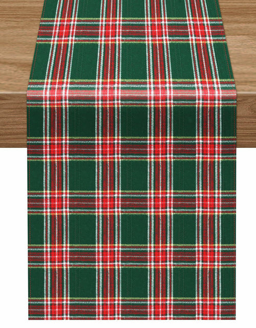 Load image into Gallery viewer, Buffalo Plaid Cotton Table Runner Reversible Red Green 14x84 Inch
