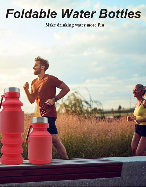 Load image into Gallery viewer, Mitour Collapsible Silicone Water Bottle 550ml Red BPA Free Foldable Reusable
