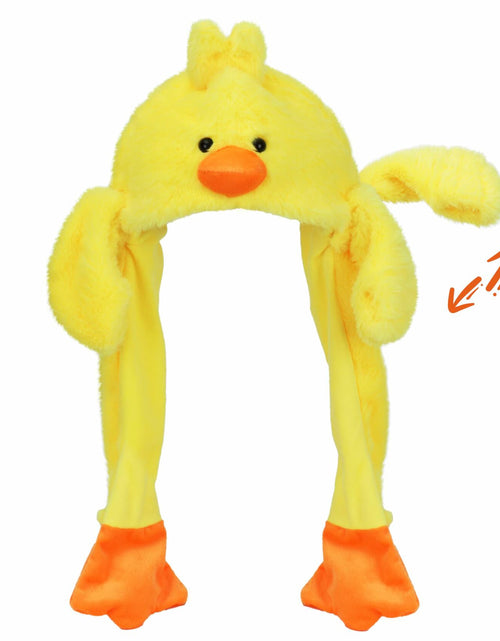 Load image into Gallery viewer, Bubblepompom Duck Plush Hat with Ears Yellow 22" Size 22"
