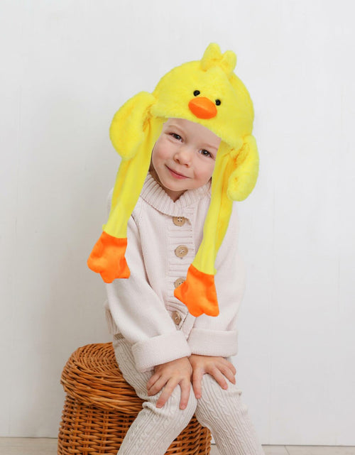 Load image into Gallery viewer, Bubblepompom Duck Plush Hat with Ears Yellow 22" Size 22"
