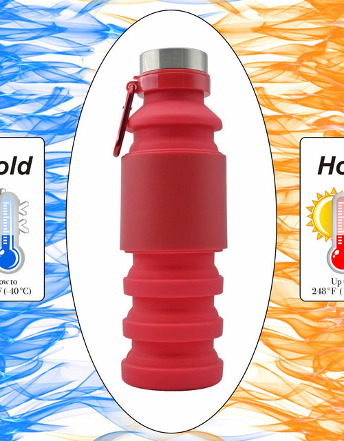 Load image into Gallery viewer, Mitour Collapsible Silicone Water Bottle 550ml Red BPA Free Foldable Reusable
