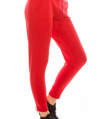Women's Casual Jogger Pants Sweatpants Elastic Waist Red Size M