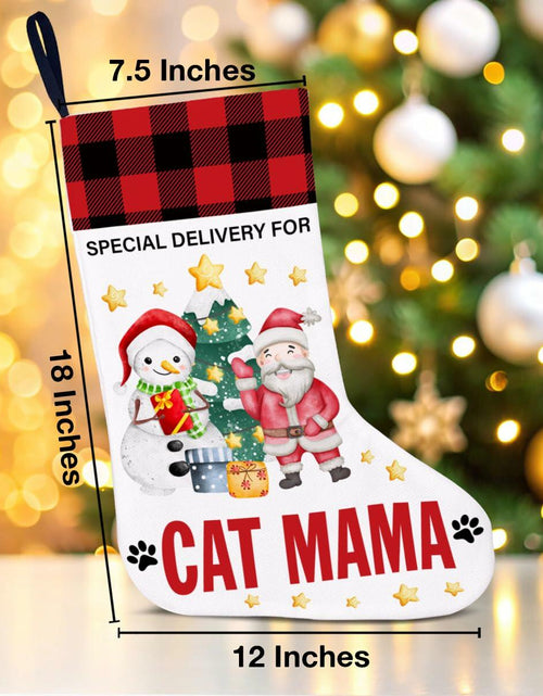 Load image into Gallery viewer, TSUYAWU Cat Mama Christmas Stocking Holiday Decoration 18x12 Inch
