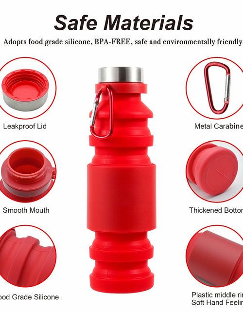 Load image into Gallery viewer, Mitour Collapsible Silicone Water Bottle 550ml Red BPA Free Foldable Reusable
