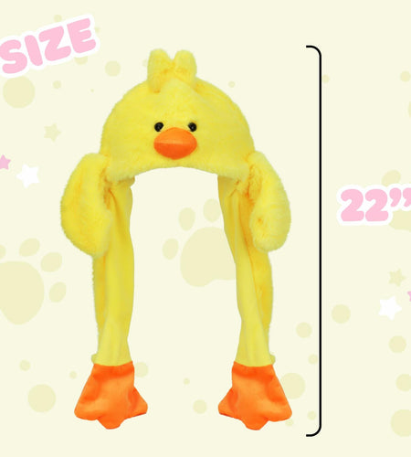 Bubblepompom Duck Plush Hat with Ears Yellow 22" Size 22"