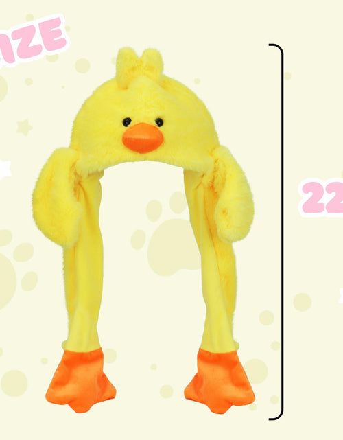 Load image into Gallery viewer, Bubblepompom Duck Plush Hat with Ears Yellow 22" Size 22"
