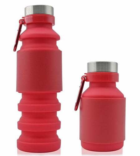 Mitour Collapsible Silicone Water Bottle 550ml Red BPA Free Foldable Reusable