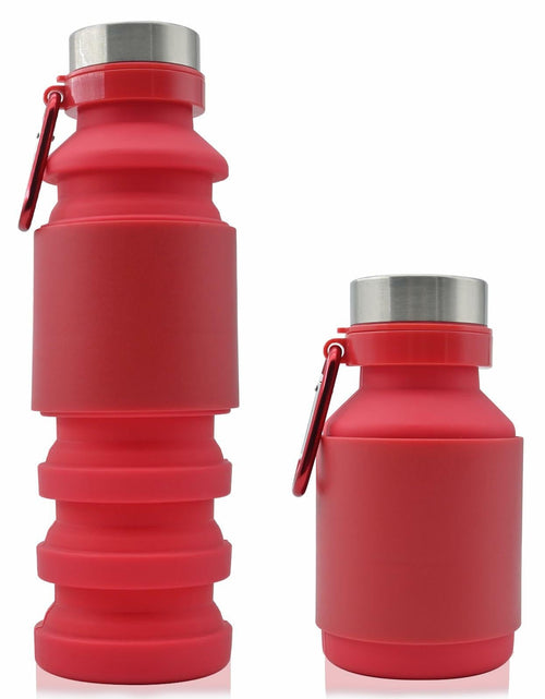 Load image into Gallery viewer, Mitour Collapsible Silicone Water Bottle 550ml Red BPA Free Foldable Reusable

