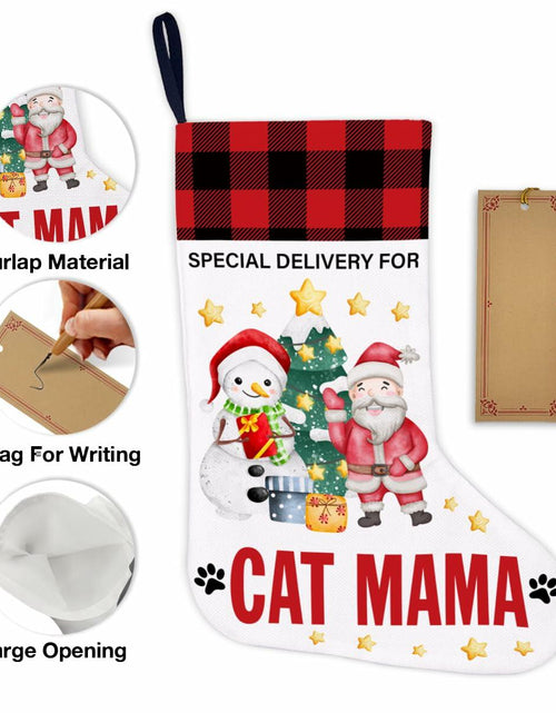 Load image into Gallery viewer, TSUYAWU Cat Mama Christmas Stocking Holiday Decoration 18x12 Inch
