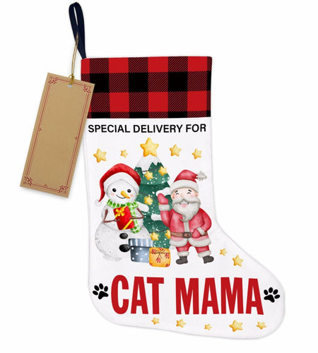 TSUYAWU Cat Mama Christmas Stocking Holiday Decoration 18x12 Inch