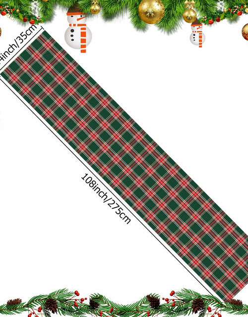 Load image into Gallery viewer, Buffalo Plaid Cotton Table Runner Reversible Red Green 14x84 Inch
