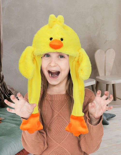Load image into Gallery viewer, Bubblepompom Duck Plush Hat with Ears Yellow 22" Size 22"
