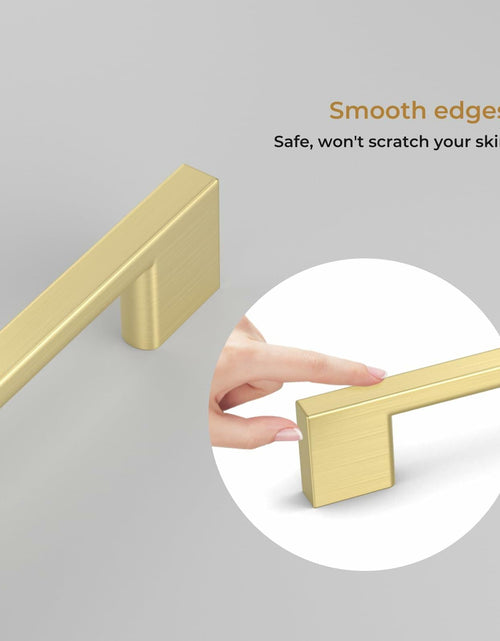 Load image into Gallery viewer, Haliwu 6 Pack Brushed Gold Cabinet Handles 3-3/4 Inch Hole Center
