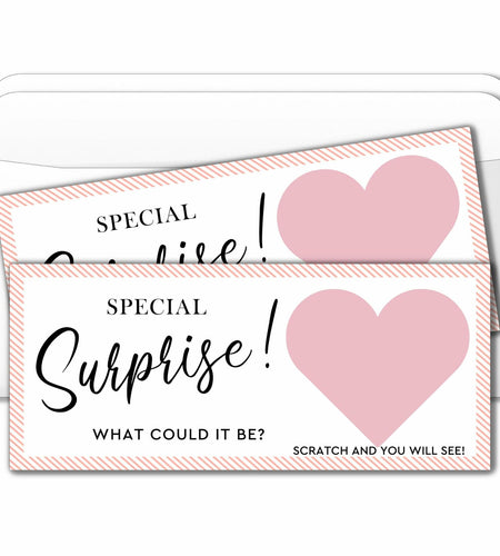 2 Set Surprise Scratch Cards 3x8" Travel Gift Pink B08 Birthday Wedding