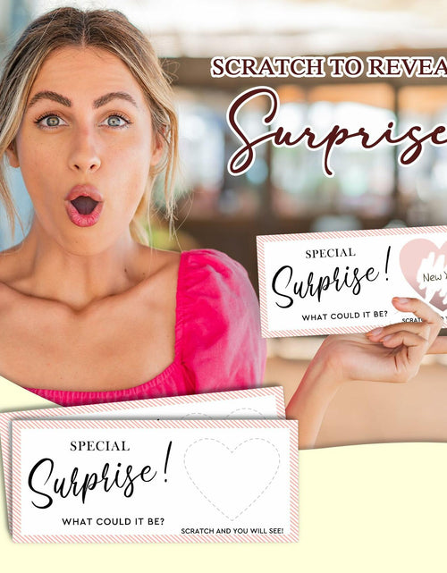 Load image into Gallery viewer, 2 Set Surprise Scratch Cards 3x8" Travel Gift Pink B08 Birthday Wedding
