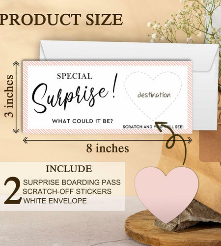 2 Set Surprise Scratch Cards 3x8" Travel Gift Pink B08 Birthday Wedding