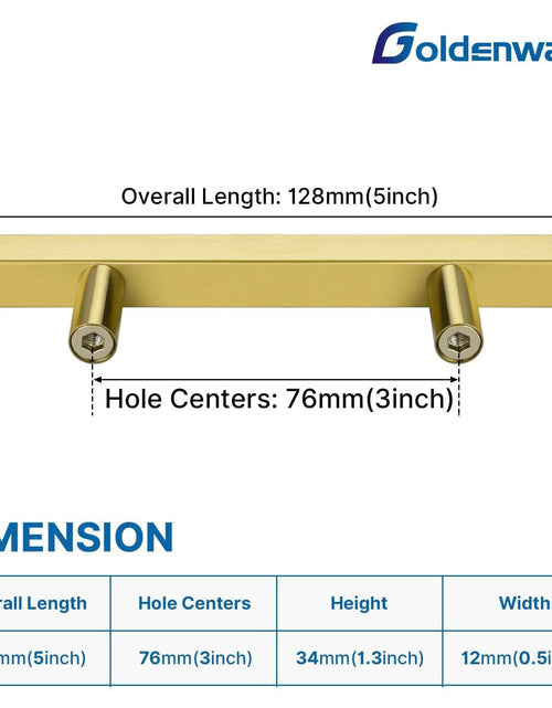 Load image into Gallery viewer, goldenwarm Brushed Brass Cabinet Pulls Gold 3in Drawer Handles 6 Pack

