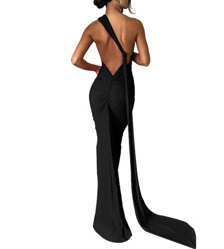 Women's Sexy Open Back Bodycon Maxi Dress Sleeveless Black Size S