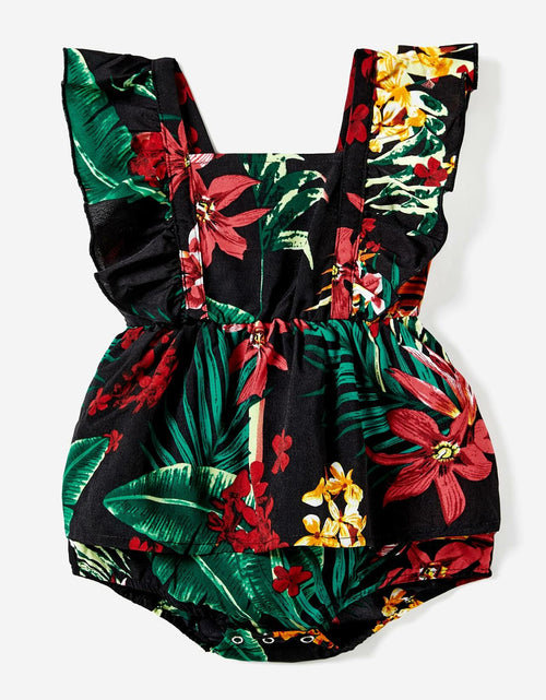 Load image into Gallery viewer, PATPAT Baby Girl Tropical Floral Romper Dress Light Blue Size 3-6M
