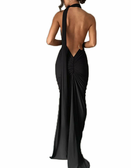 Load image into Gallery viewer, Women's Sexy Open Back Bodycon Maxi Dress Sleeveless Black Size S
