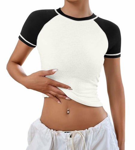 Women's Short Sleeve Crewneck Slim Fit White T Shirt Size M
