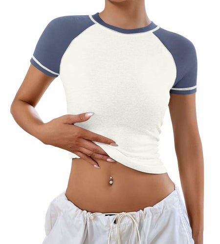 Women's Short Sleeve Crewneck Slim Fit White T Shirt Size M