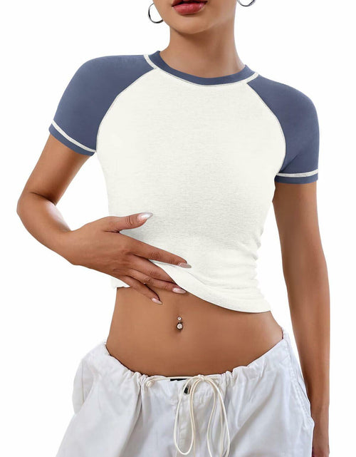 Load image into Gallery viewer, Women's Short Sleeve Crewneck Slim Fit White T Shirt Size M
