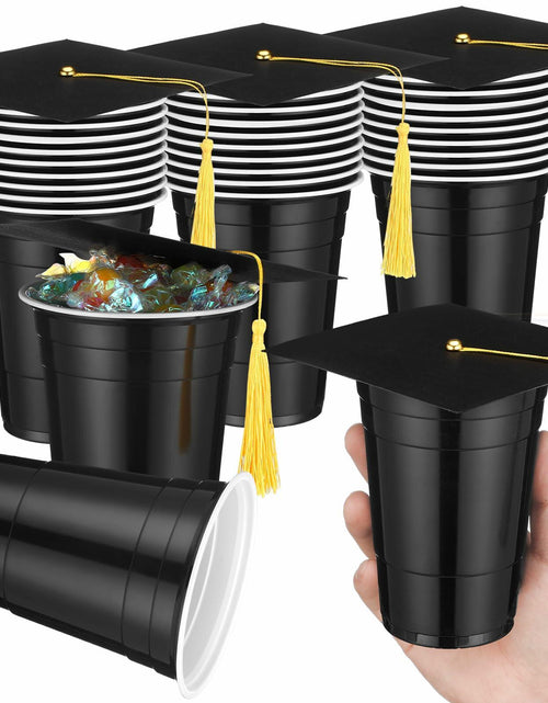 Load image into Gallery viewer, Jingmore Graduation Gift Box 30 Set 16oz Black Plastic Cups Graduation Cap
