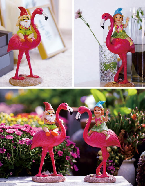 Load image into Gallery viewer, Goodeco Gnome and Flamingo Garden Statue - 6 * 11 Inch (Lady)
