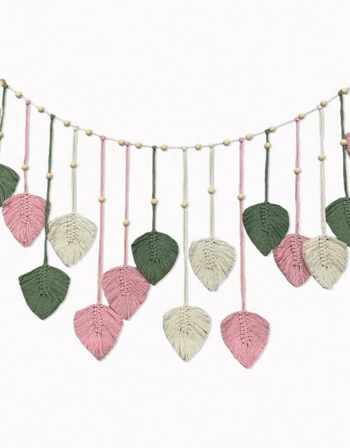 Load image into Gallery viewer, Nature-Inspired Macrame Leaf Wall Hanging Boho Green Tapestry 47.2x30"
