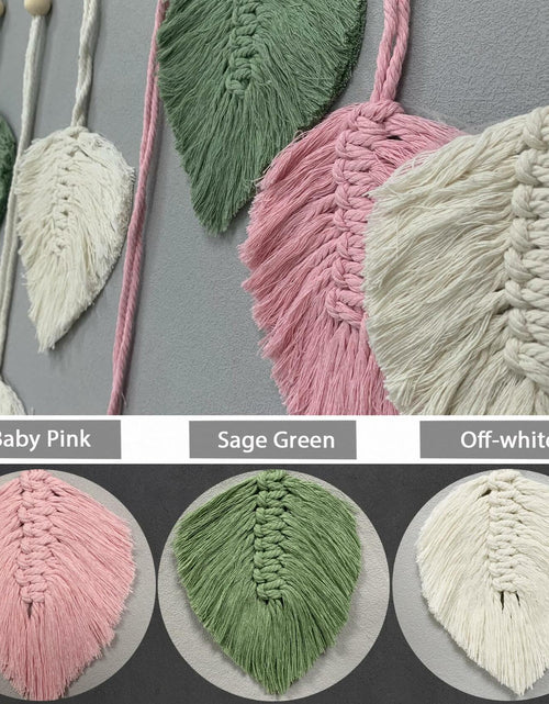 Load image into Gallery viewer, Nature-Inspired Macrame Leaf Wall Hanging Boho Green Tapestry 47.2x30"
