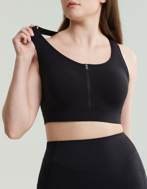 Load image into Gallery viewer, POSHDIVAH Nursing Bra Front Zip Padded Maternity Sports Tank Top Black Size M
